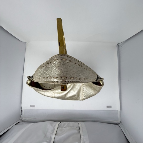 Sigrid Olsen Metallic Gold Leather Hobo Shoulder Bag 100% Leather - Picture 13 of 16